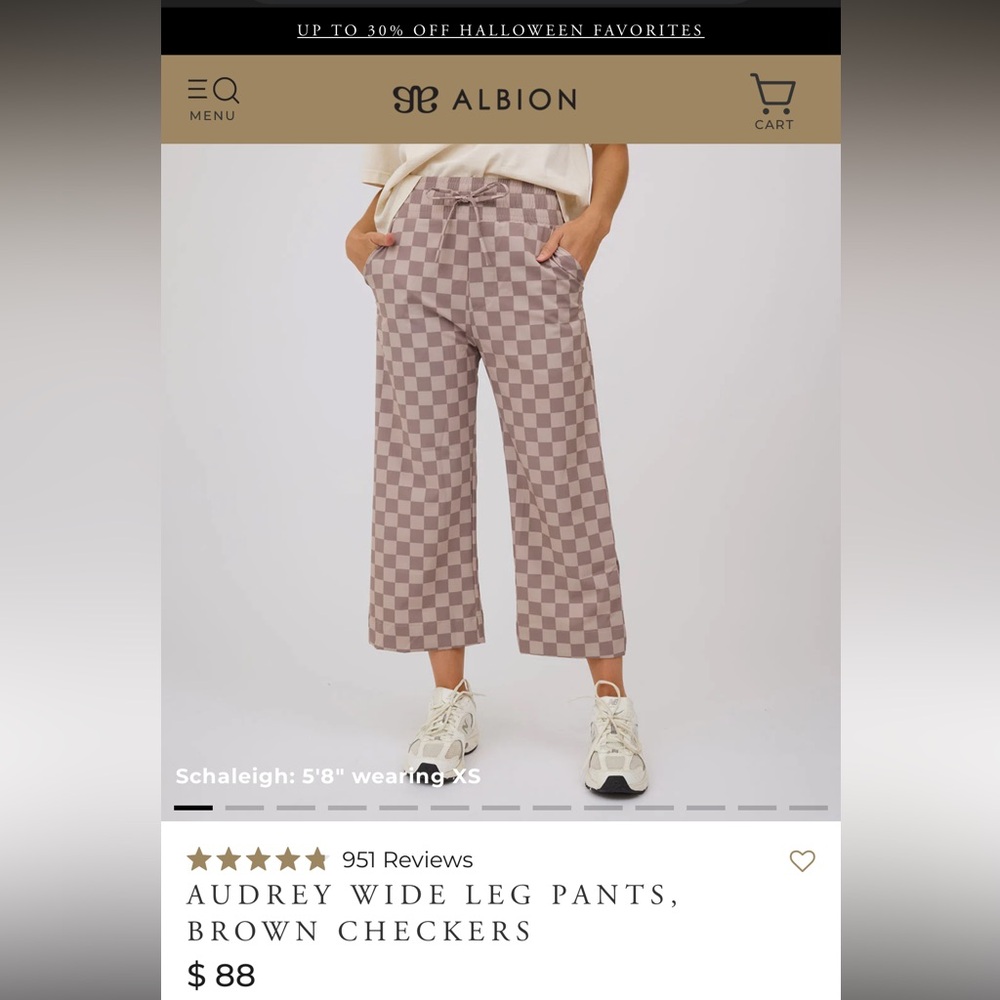 Albion Wide Leg Pants in Brown Checkered Pattern